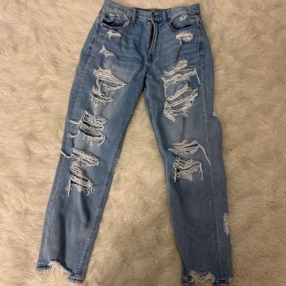 American Eagle Outfitters Light Blue Distressed Boyfriend Jeans Women’s SZ 8